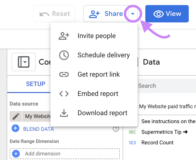 Compartilhando seus relatórios do Looker Studio