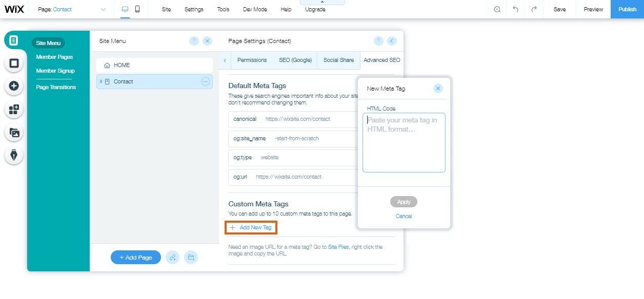 Canonicals in Wix einrichten