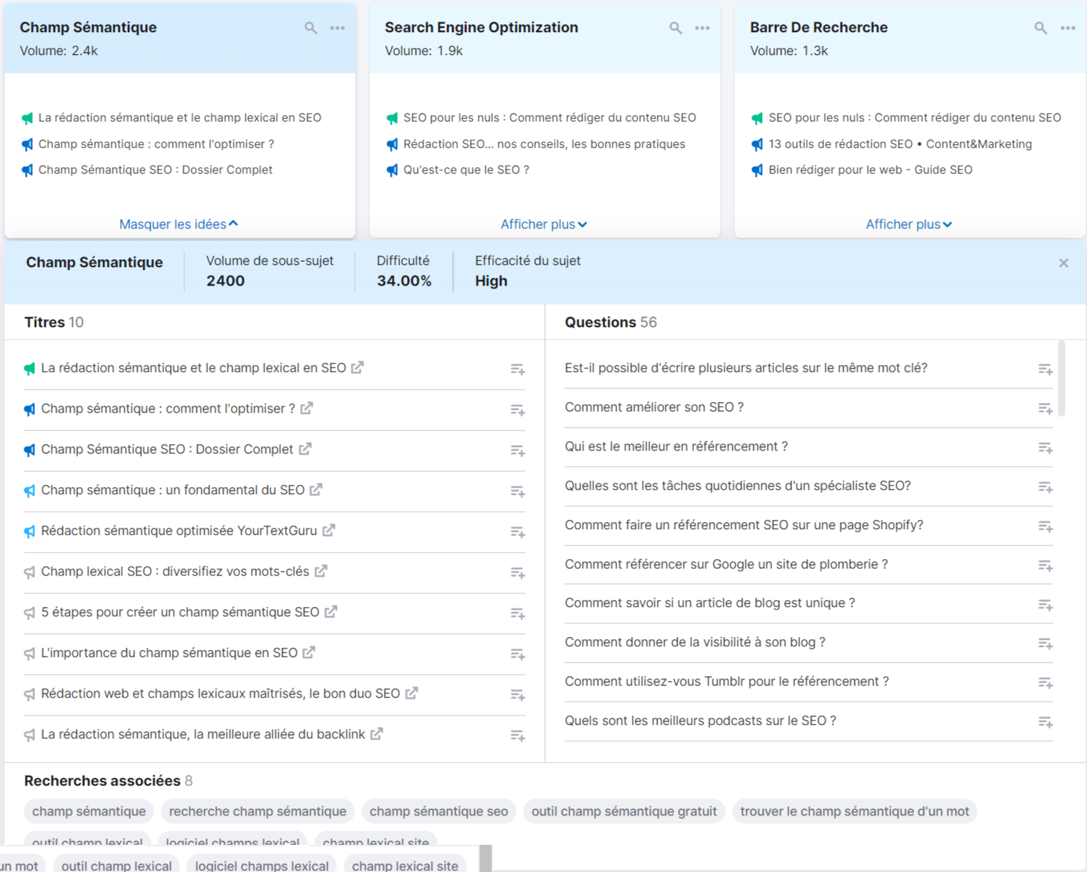 Topic research, détails d'une fiche