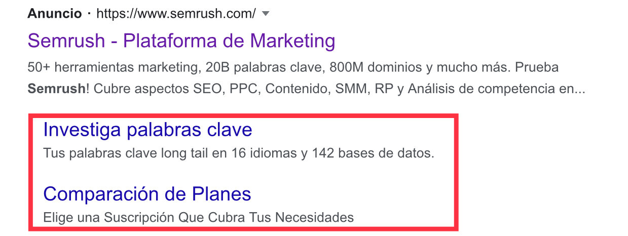 sitelinks tradicionales