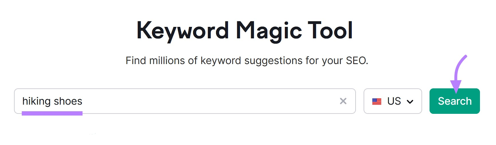 "tênis de trilha" pesquisa na Keyword Magic Tool