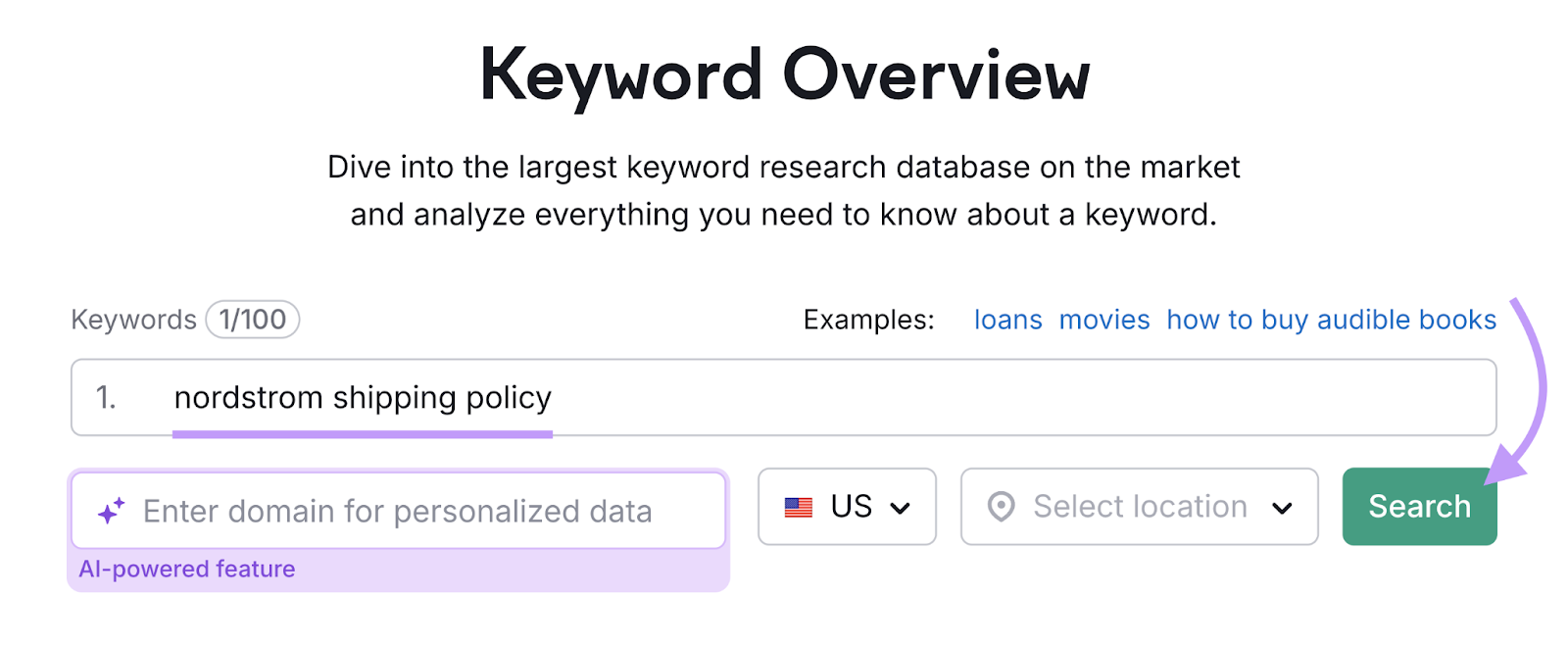 Palabra clave introducida en la herramienta