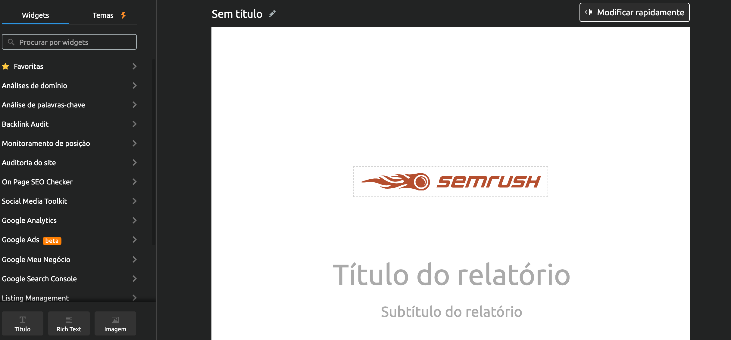 Relatórios de SEO Semrush