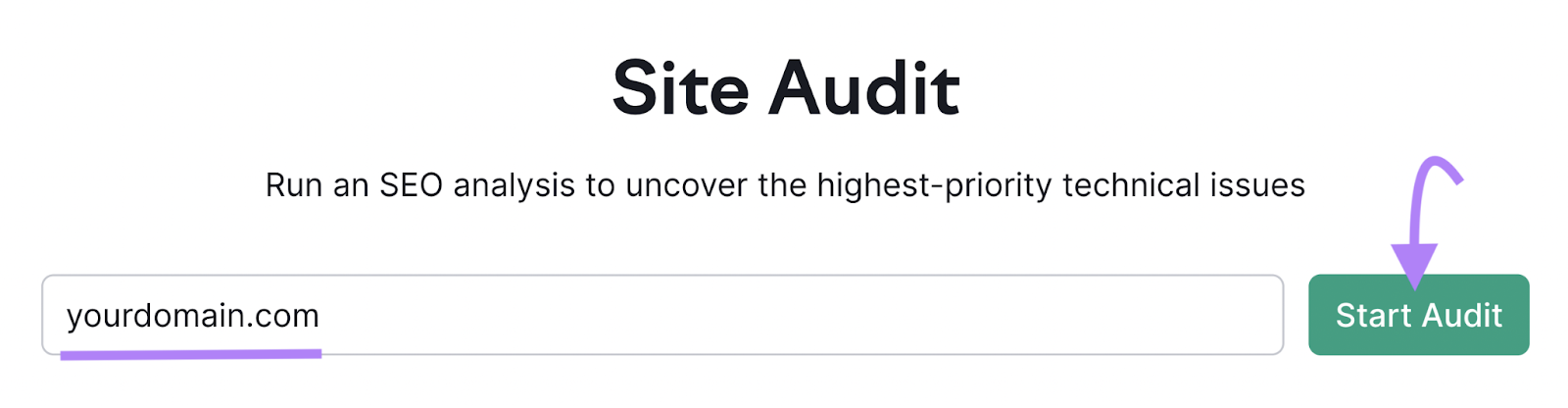 Barra de búsqueda en la herramienta de auditoría de sitios de Semrush