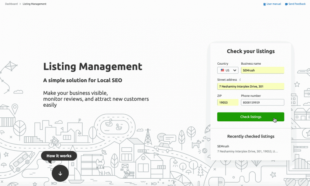 ferramenta listing management semrush