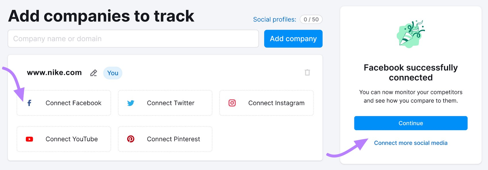 cómo conectar tus cuentas sociales a la herramienta Social Tracker