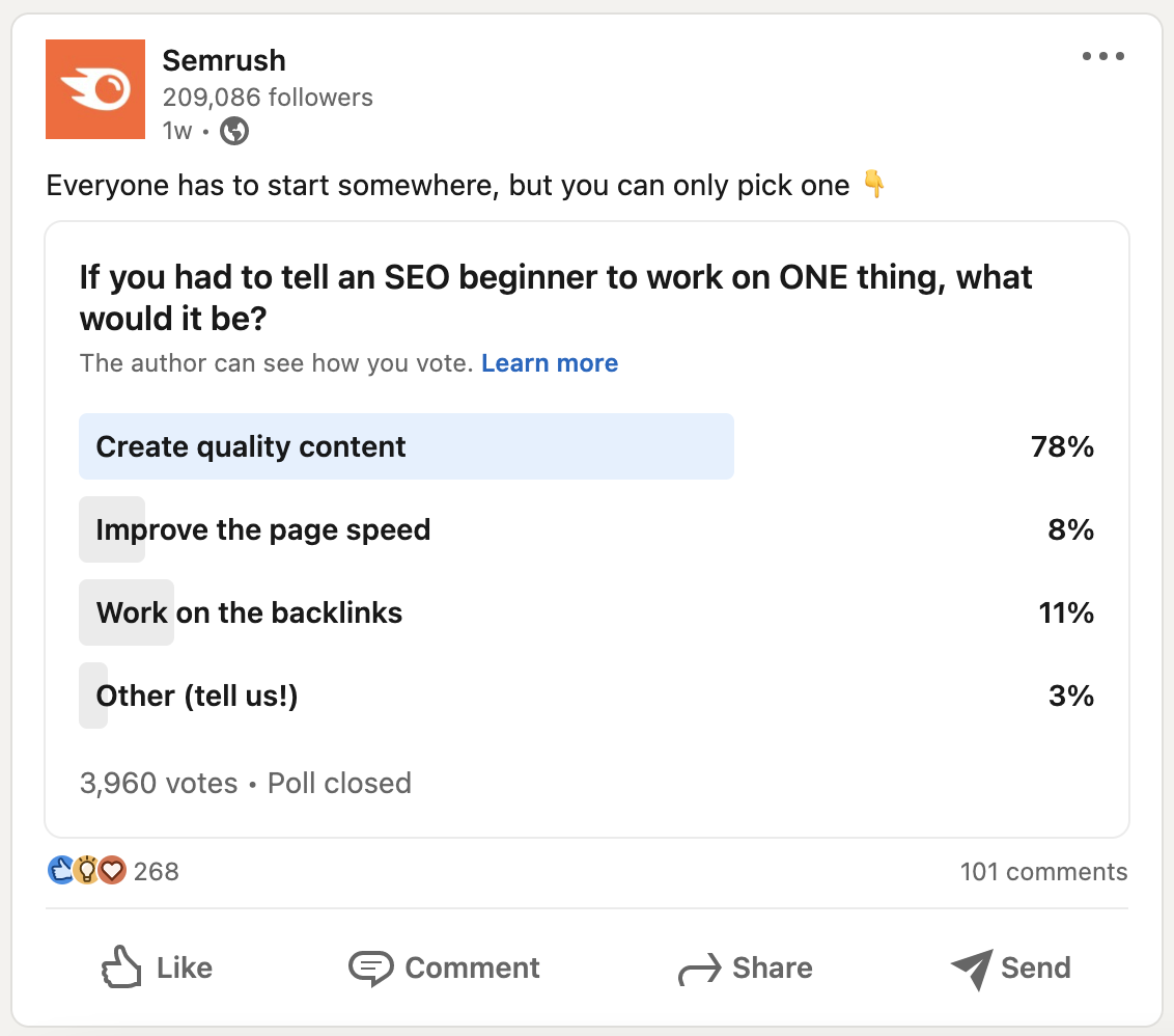 Sondage LinkedIn
