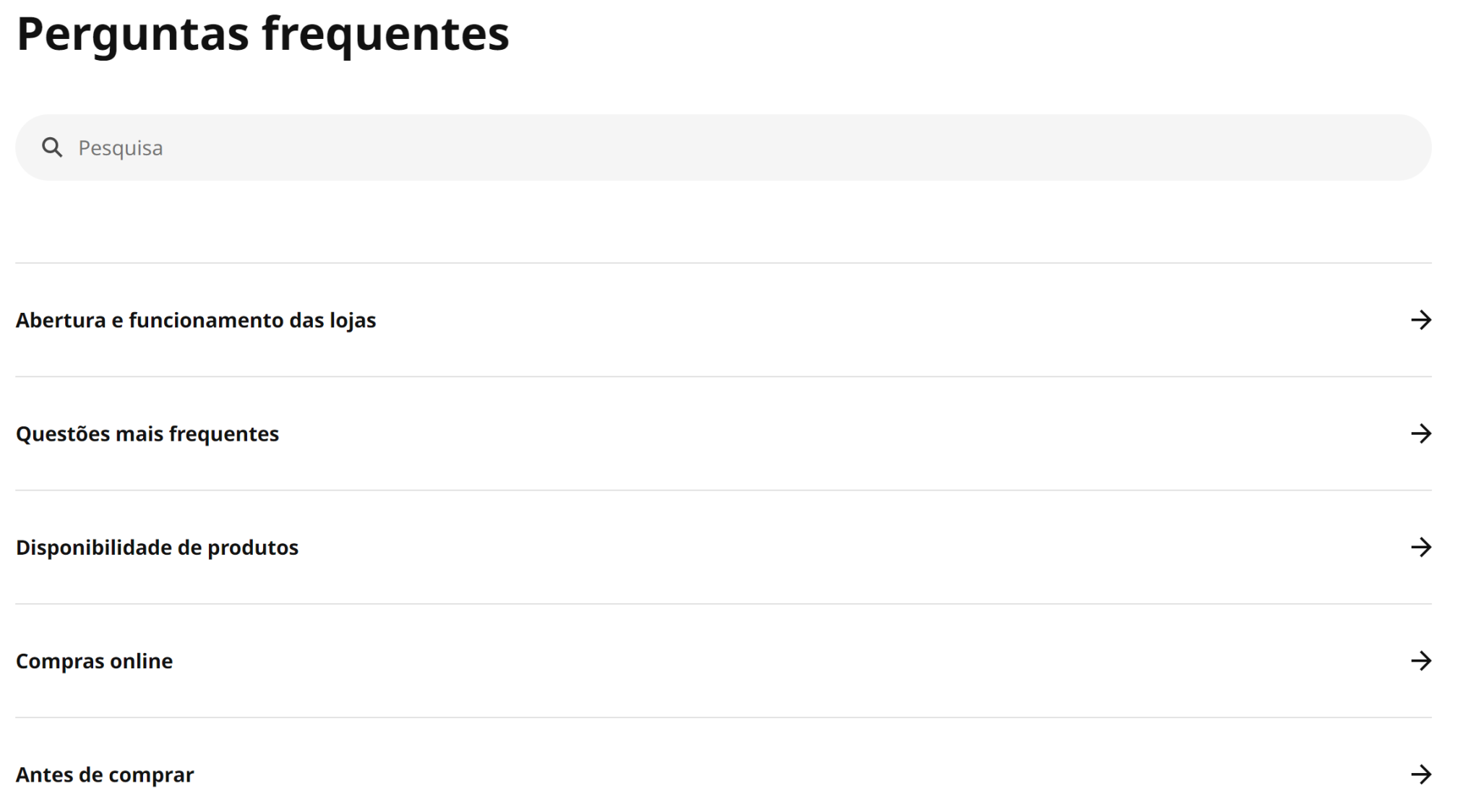 exemplo de perguntas frequentes - ikea