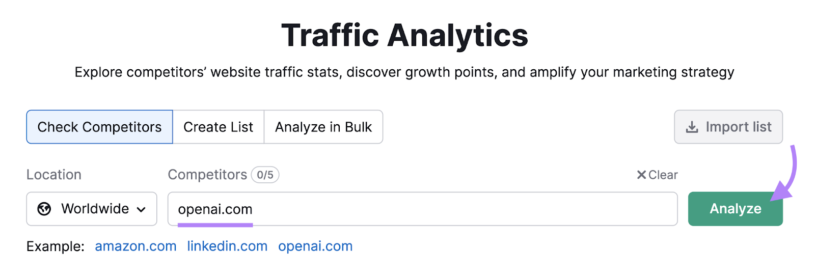 "openai.com" inserido na barra de pesquisa do Backlinks