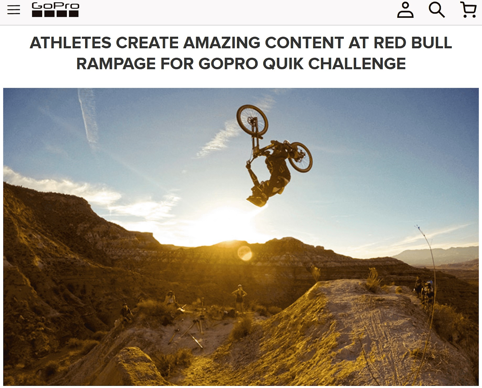 Article de GoPro "Les athlètes créent un contenu incroyable lors du Red Bull rampage pour le GoPro quick challenge"
