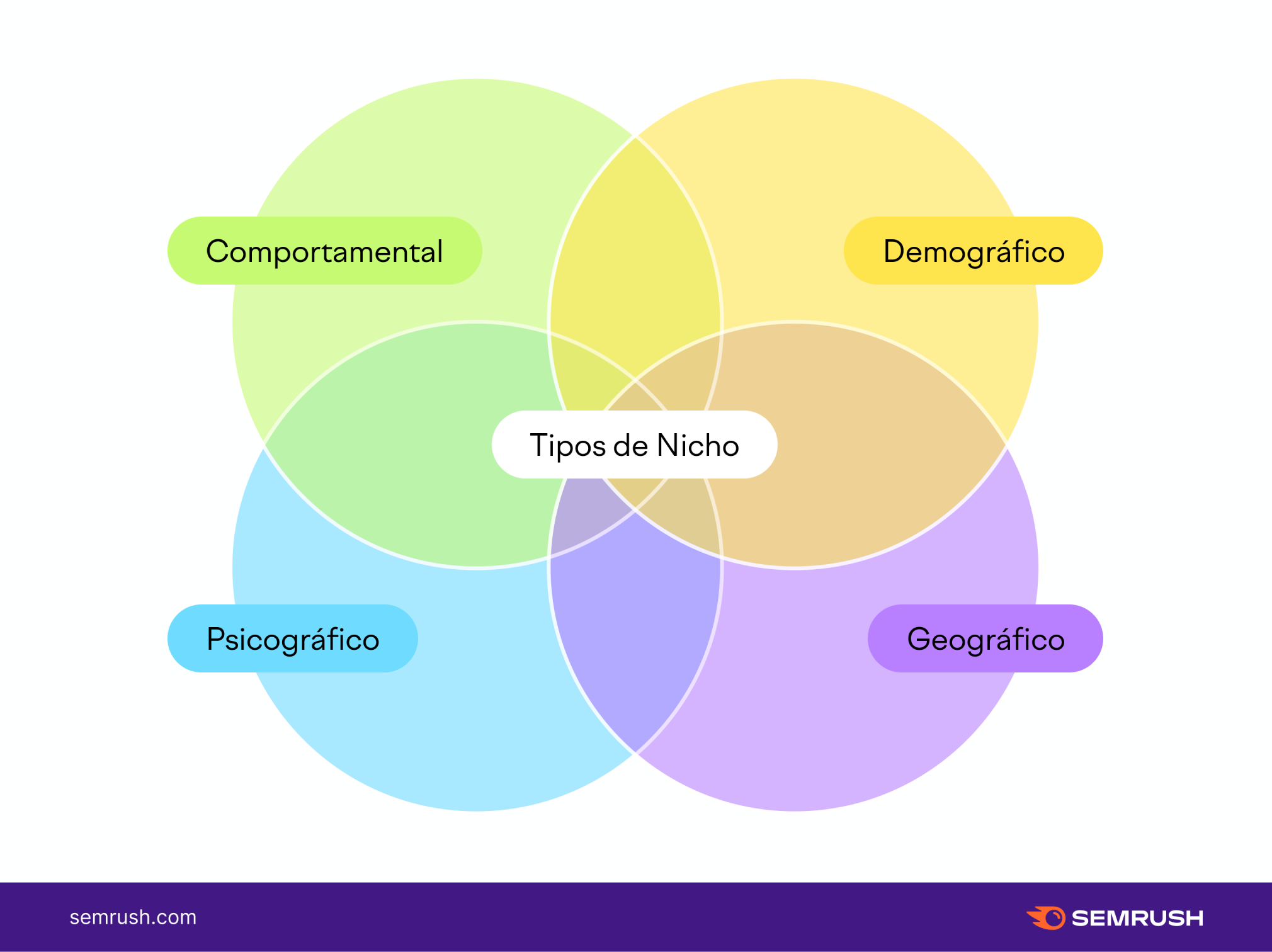 Ilustração dos 4 tipos de nicho de mercado