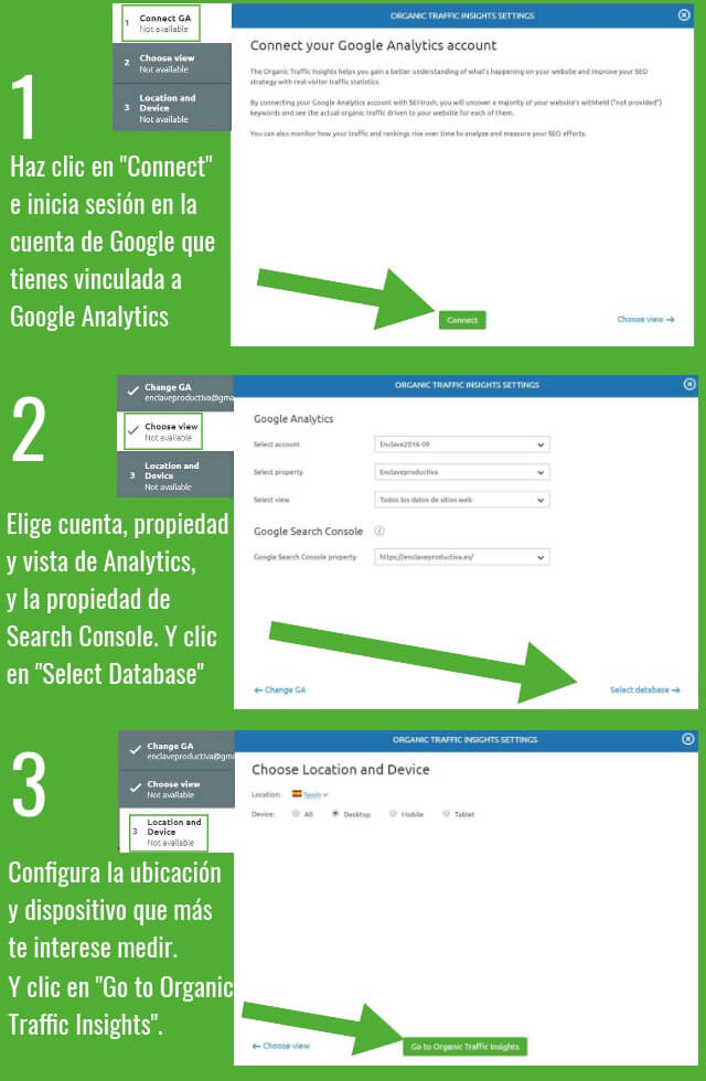 Conecta analytics & Google search console & SEMrush - Acceso a GA