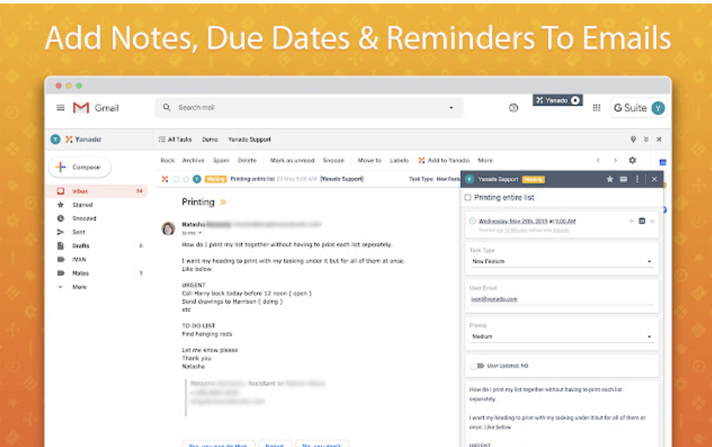 Showing the extension inside Gmail