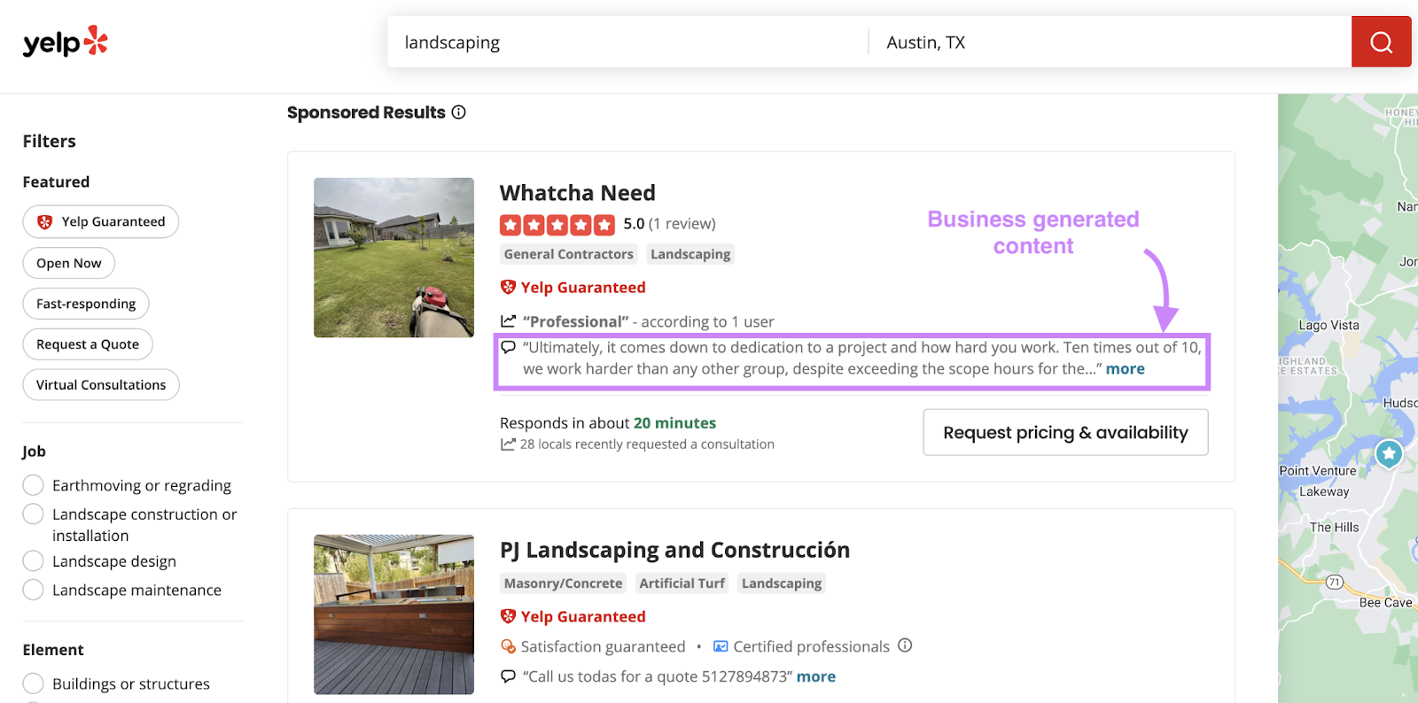 Contenido generado por empresas para "Whatcha Need" en Yelp