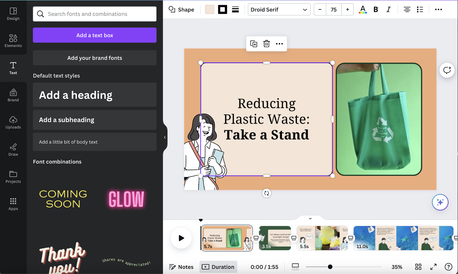 Herramienta de edición de proyectos de vídeo Canva