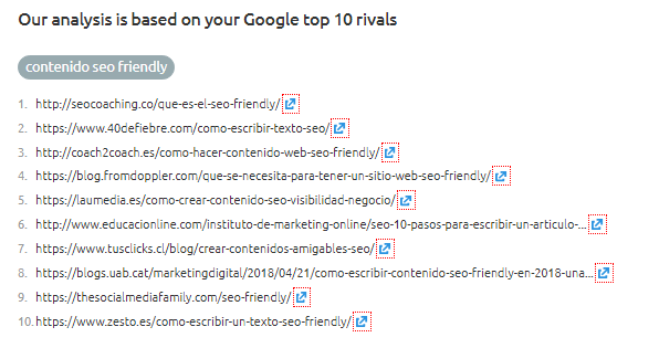 Contenido SEO Friendly - Competidores