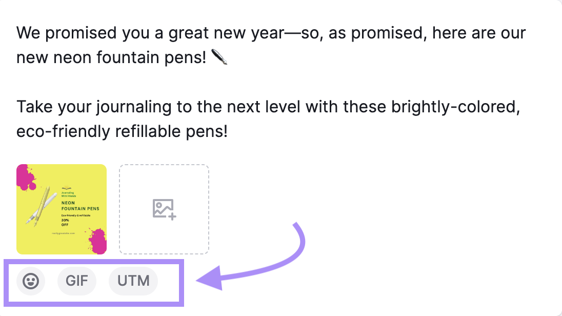Emoji, GIF e widgets UTM destacados no Social Poster da Semrush