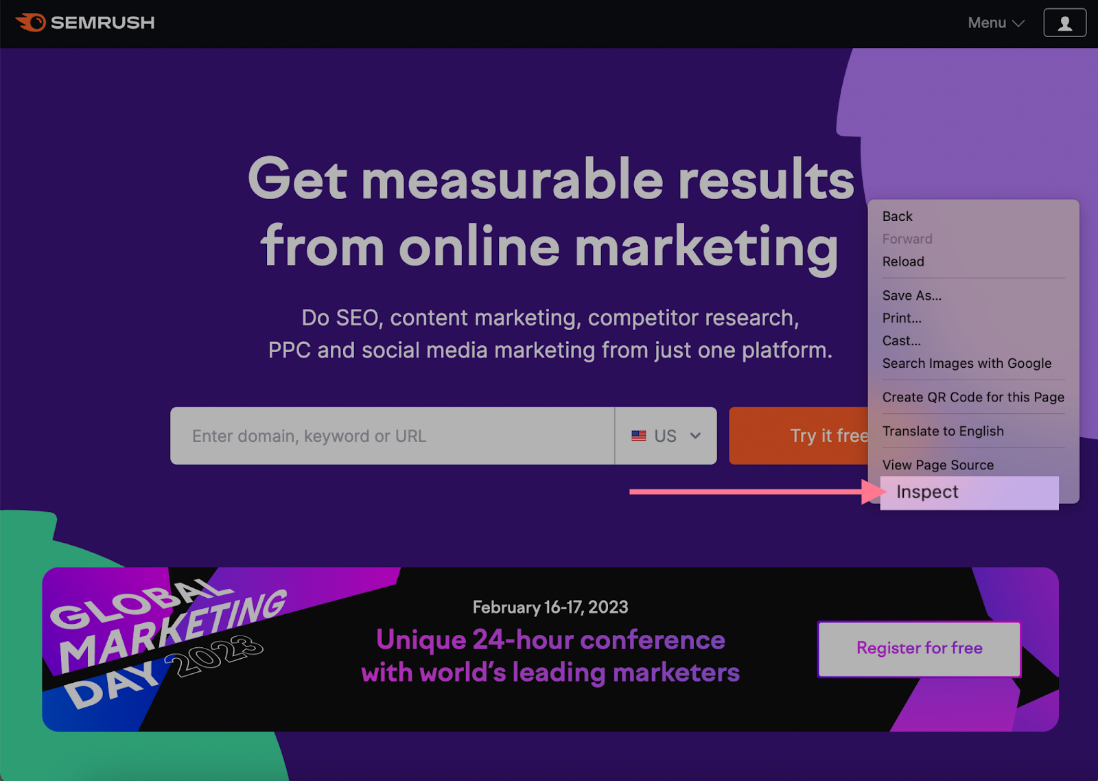 Opción de Inspeccionar