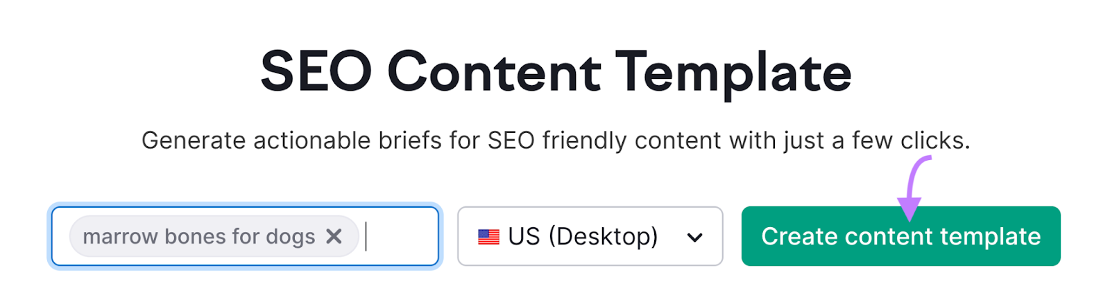 "huesos de tuétano para perros" introducido en la herramienta Plantilla de Contenidos SEO.