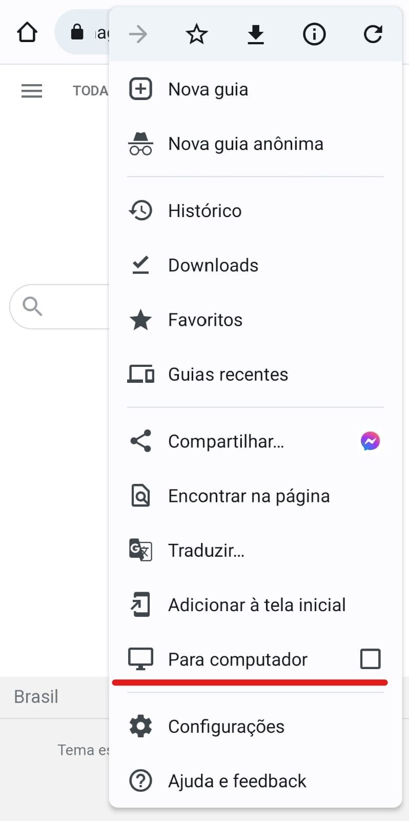 pesquisa reversa de vídeo - Chrome Android