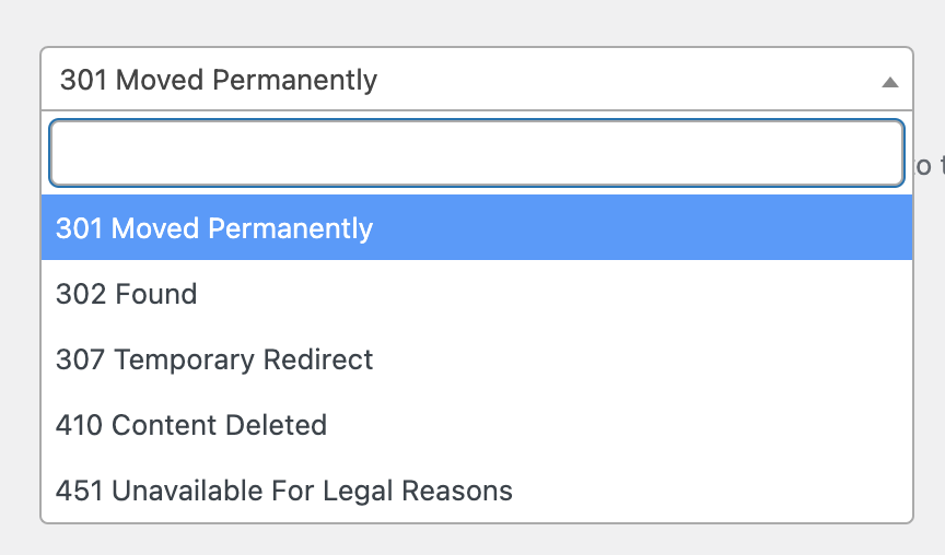menu suspenso com diferentes tipos de redirecionamento