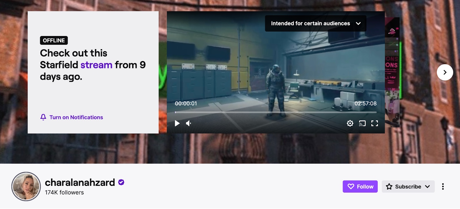 Perfil de Twitch de Alanah Pierce