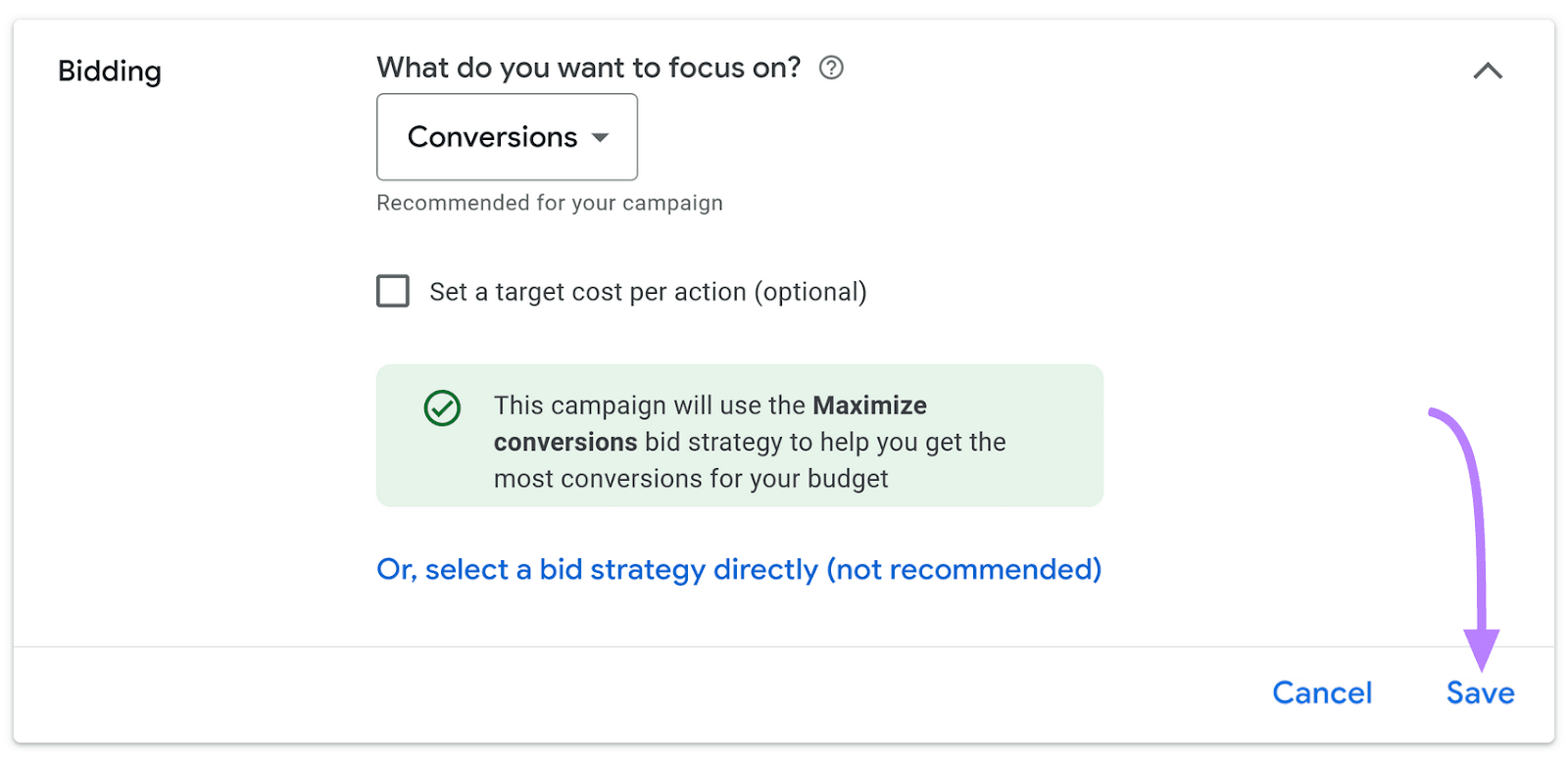 Guarda tus cambios en Google Ads