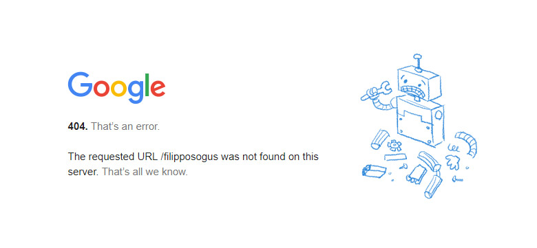 Pagina 404 di Google