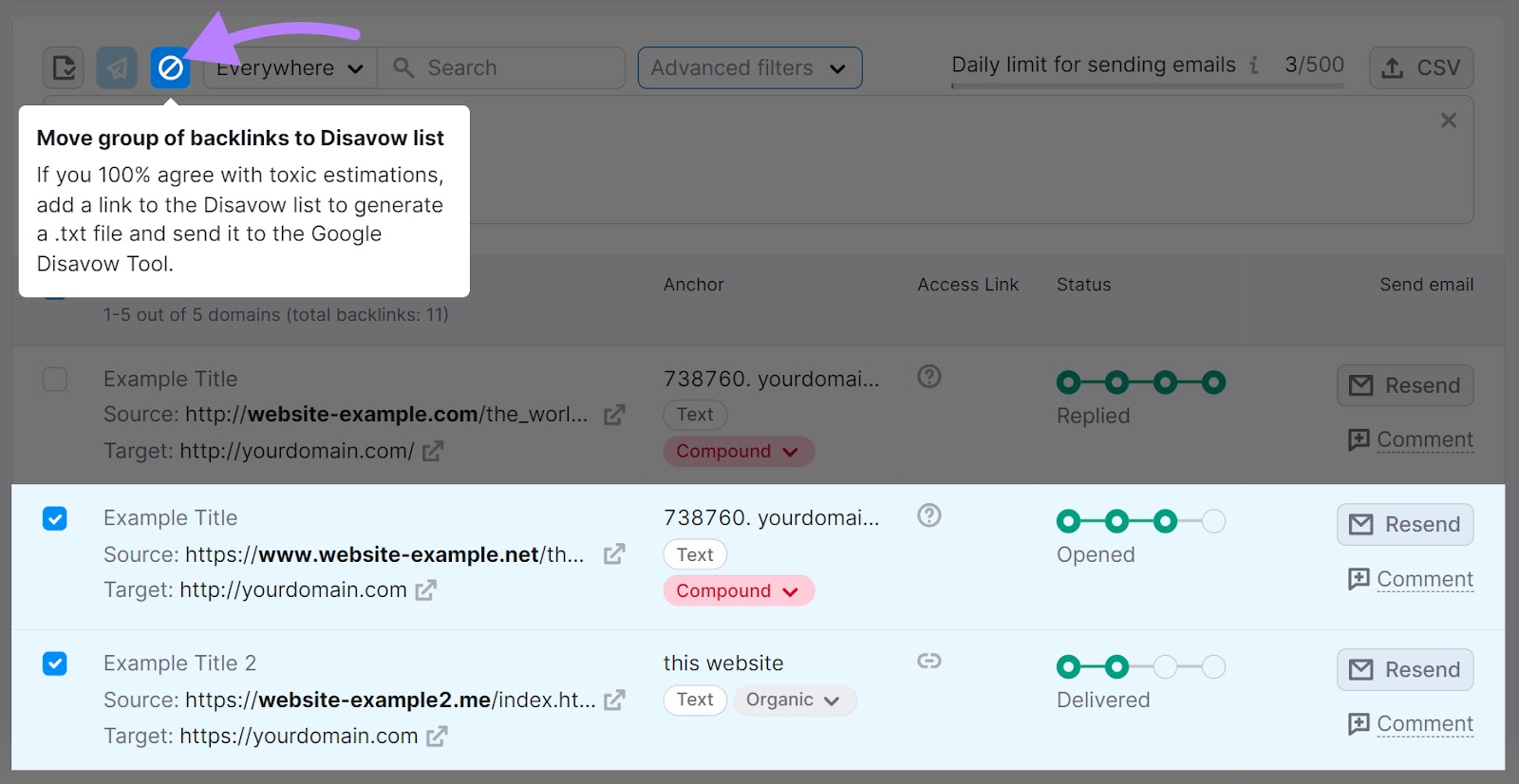Ajouter des liens toxiques à la liste "Disavow" (désavouer)