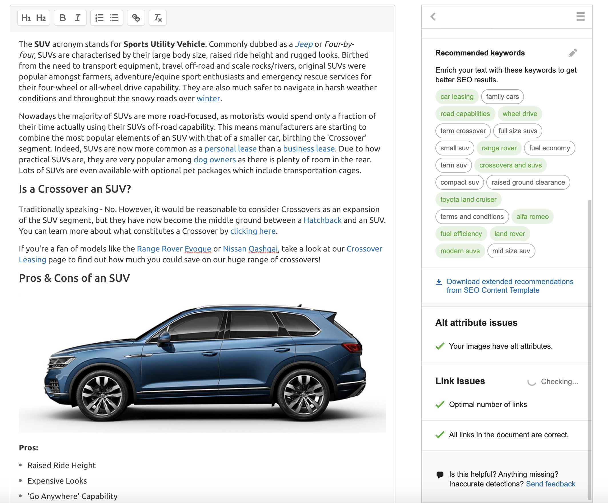 assistant de rédaction SEO, Semrush