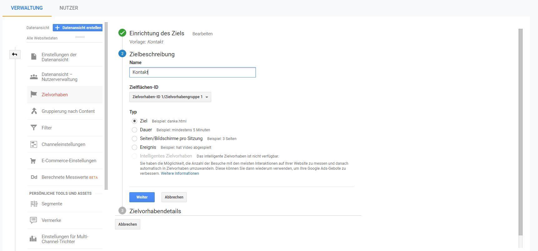 Google Analytics: Ziele definieren