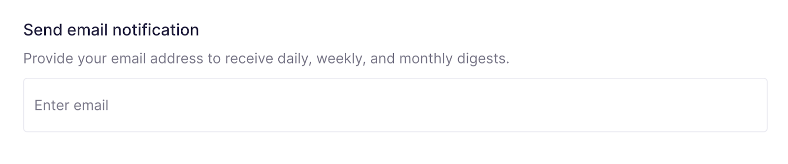 Seção "Enviar notificação por e-mail"