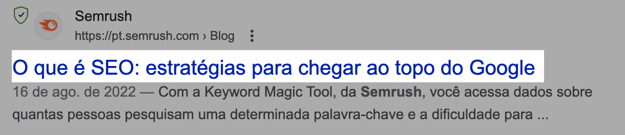 título em um resultado de pesquisa