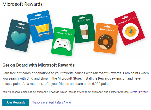 programme de recompenses Bing