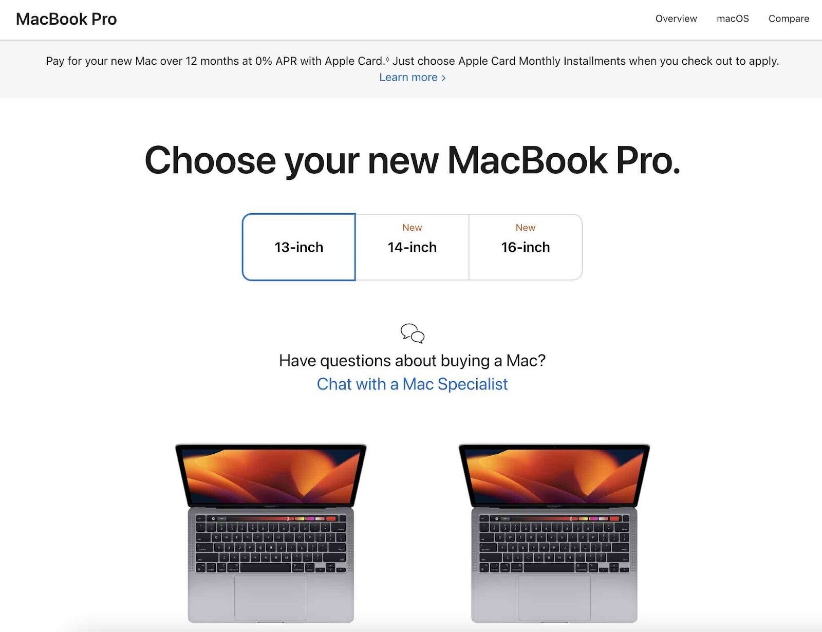elige tu nueva página de macbook pro