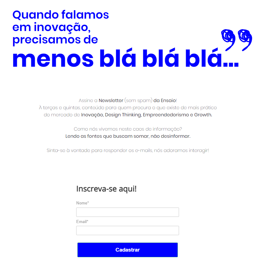 exemplo de landing page