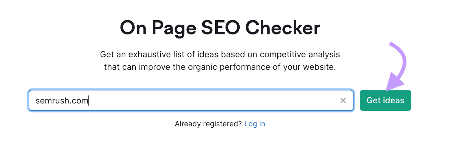 "sr01.amztoolslab.com" domain entered into the On Page SEO Checker search bar