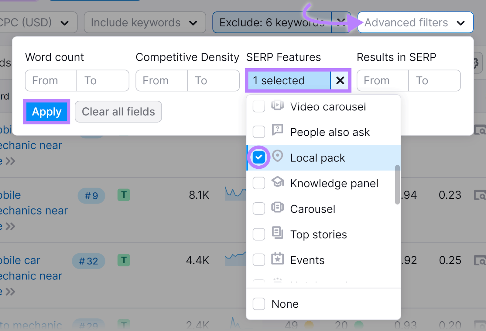 Filtro de paquete local aplicado.