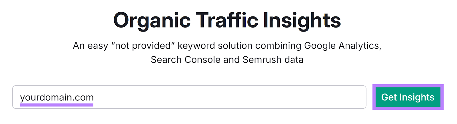 Avvio dello strumento Semrush Organic Traffic Insights