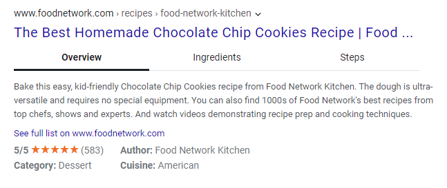 Rectte de cookies au chocolat The Food Network