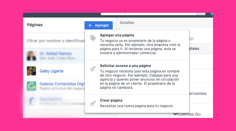 Facebook Business Manager - Agregar una página