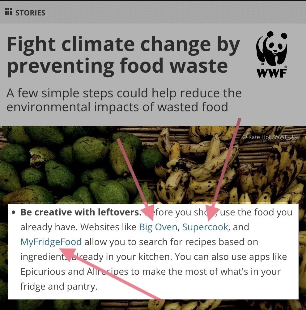Exemple de backlinks à partir du blog prestigieux de la WWF
