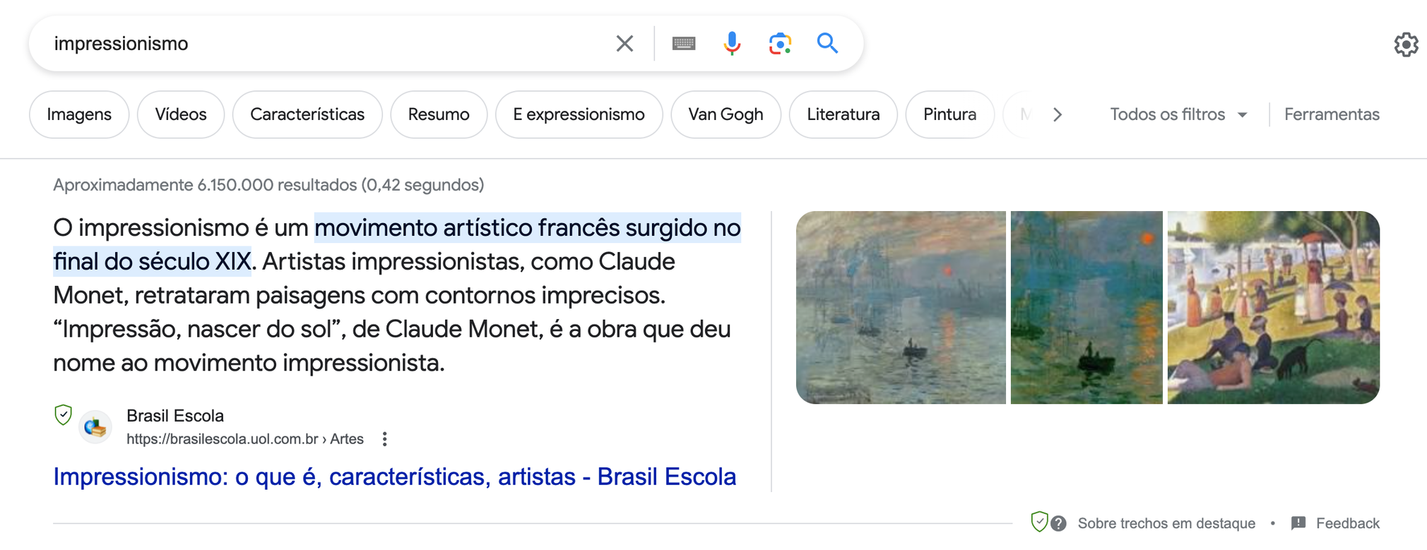 Trecho em destaque do impressionismo