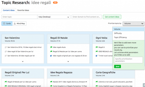 Come trovare argomenti per il tuo blog post – Topic Research di SEMrush