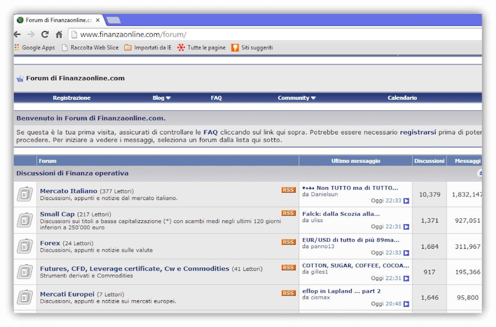 Social Media Listening: Forum di discussione di Finanza Online