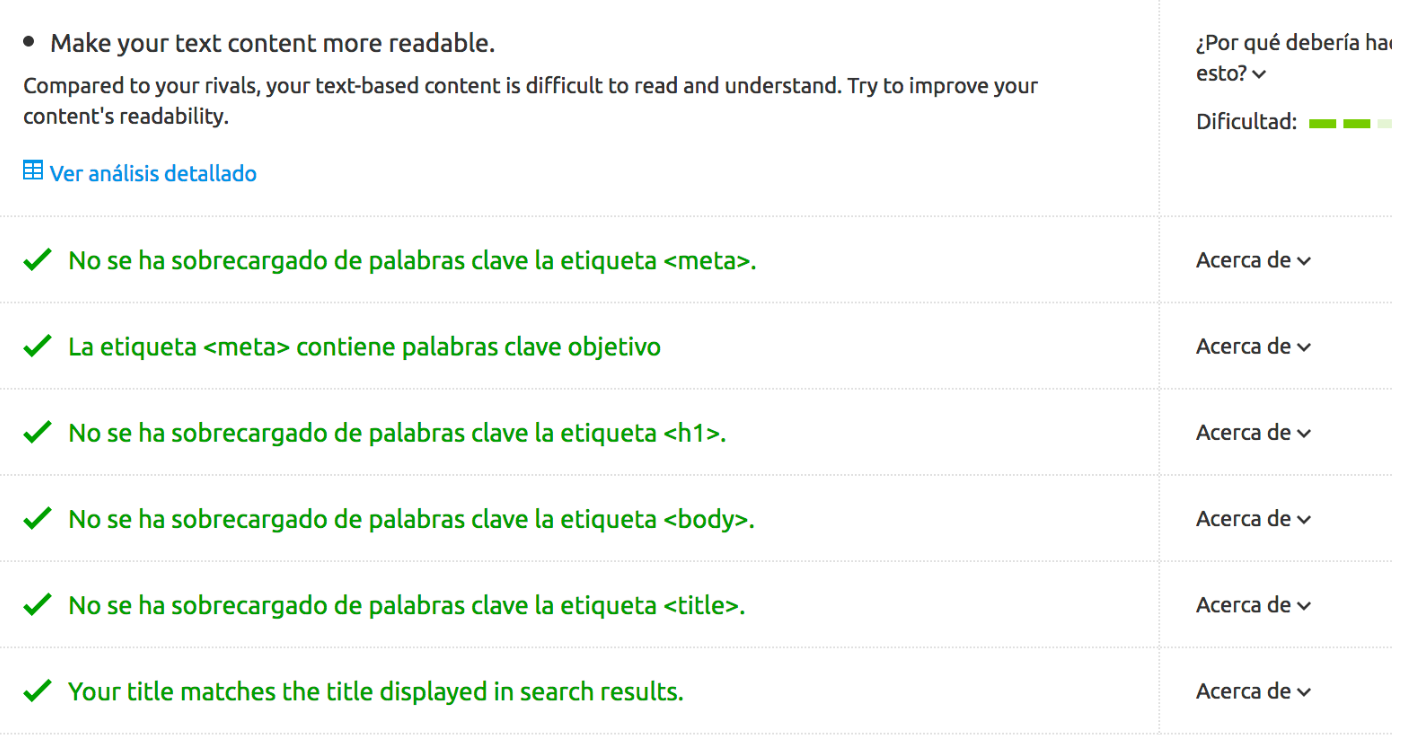 Meta keywords con On page SEO checker