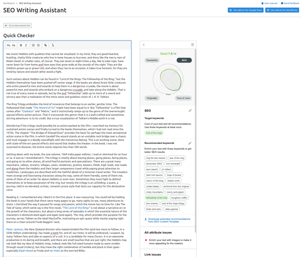 Semrush SEO Writing Assistant