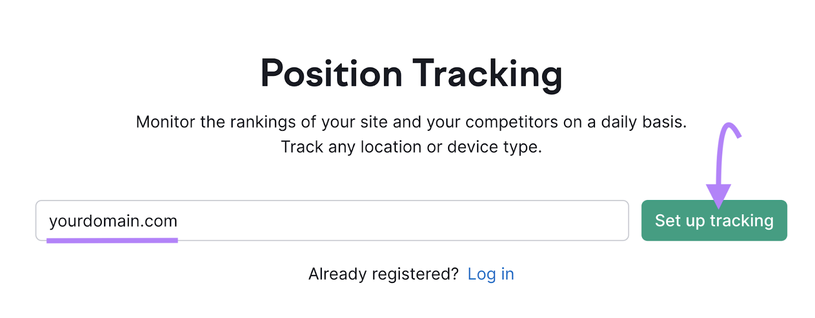 Suchleiste des Position-Tracking-Tools