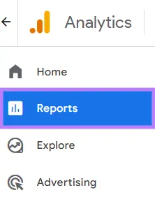 „Berichte“ im Google Analytics-Menü hervorgehoben