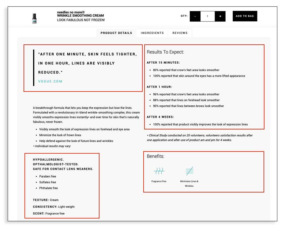 Descripción de producto - Ejemplo Dr. Brandt